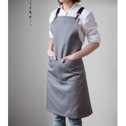 Delantal de barista con correas gris