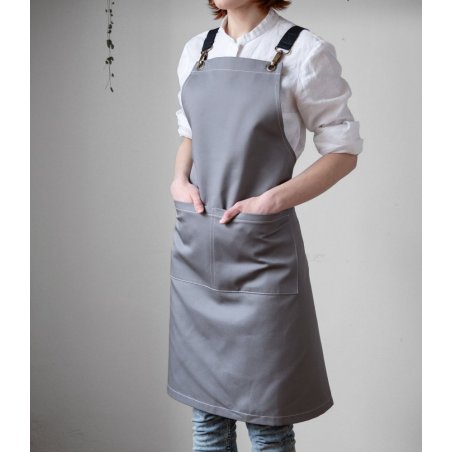 Tablier barista avec bretelles gris