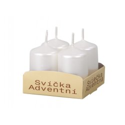 Lumânare de Advent metalică lucioasă d4x6cm 4buc