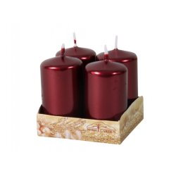 Vela de adviento metálica brillante d4x8cm 4pz