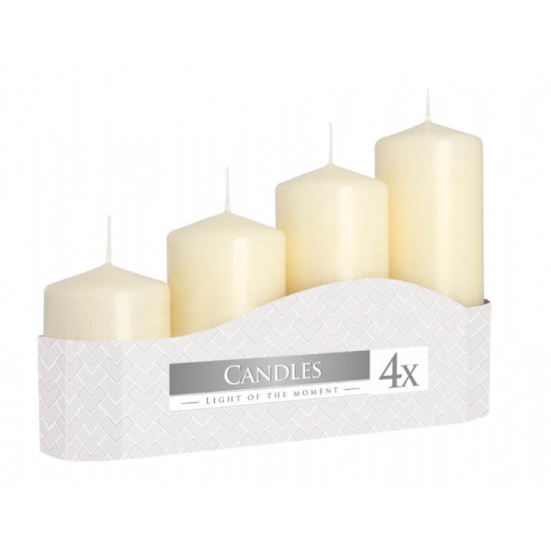 Adventskerzen GESTAFFELT matt d5x7/9/11/13cm 4er Set