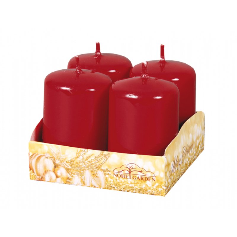 Adventskerze lackiert rot Ø4x6 cm 4 Stk.