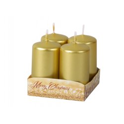 Vela de Adviento metalizada brillante dorada Ø4x6 cm 4 uds.