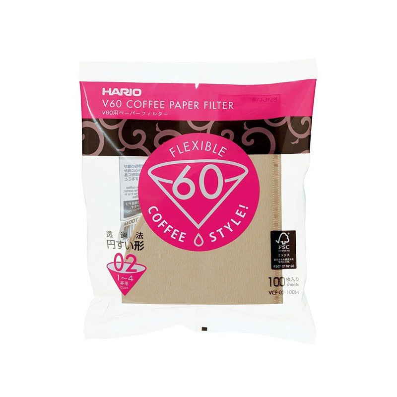 Hario papieren filters V60-02 (100 st.) ongebleekt