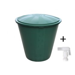 Beczka z zaworem i pokrywką plastikowa zielona 210l