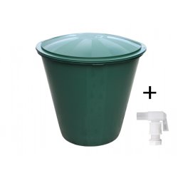 Ton met kraan en deksel plastic groen 300l