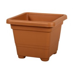 Planter QUADRATO plastic terracotta 14x14x11cm